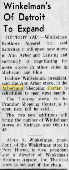 Arborland Center - Feb 1962 Winklemans Joins (newer photo)